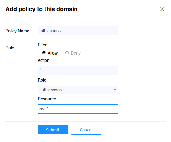 Create full access policy